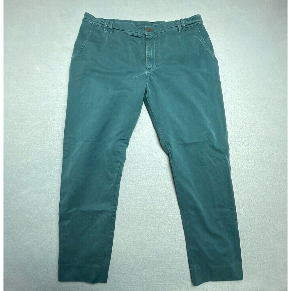 BRUNELLO CUCINELLI Pants Men's 34x27 +2" Turquoise Green Cotton Khaki Trousers